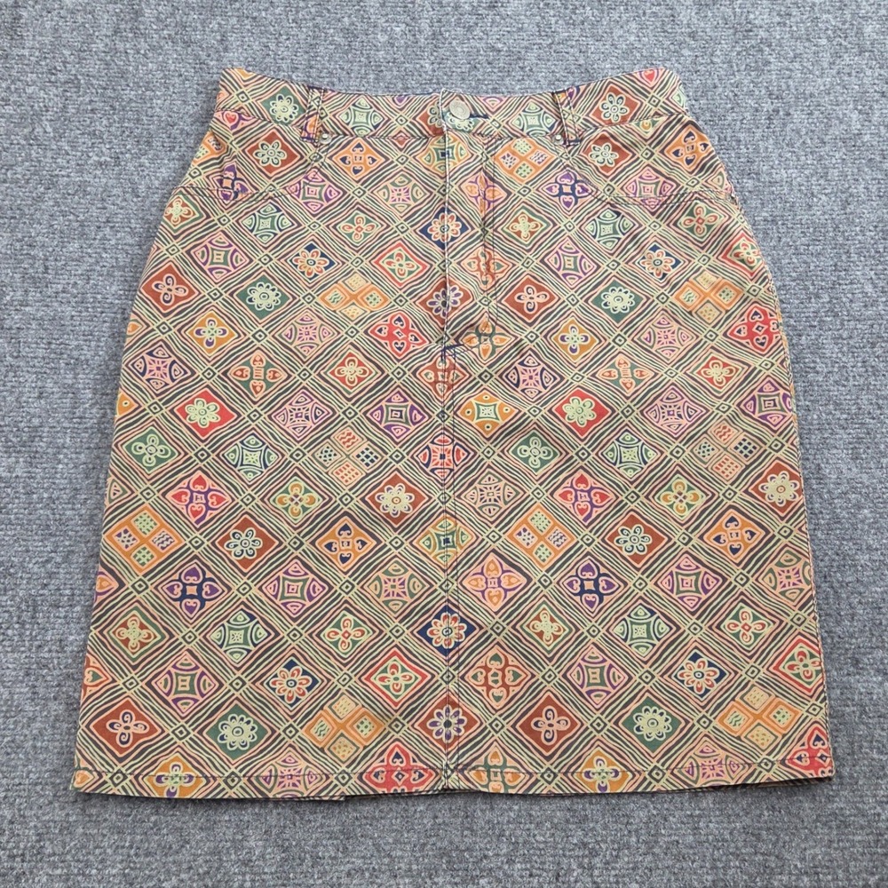 Vintage Banana Republic Safari Mini Skirt Size 8 Geometric Travel 80s Boho